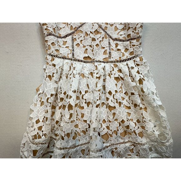 Wyatt Correction Women's Crochet Lace Floral Dress Stretch Size M White Back Zip - Picture 7 of 14